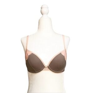 True & Co Scallop Detail Bra Grey Peach Size 34B
